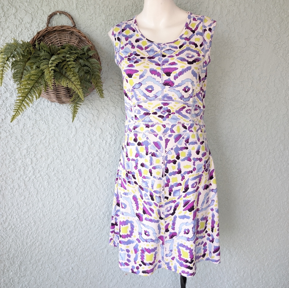 Title Nine Dress Medium Geometric Abstract Print Sleeveless Dress Zip Pocket